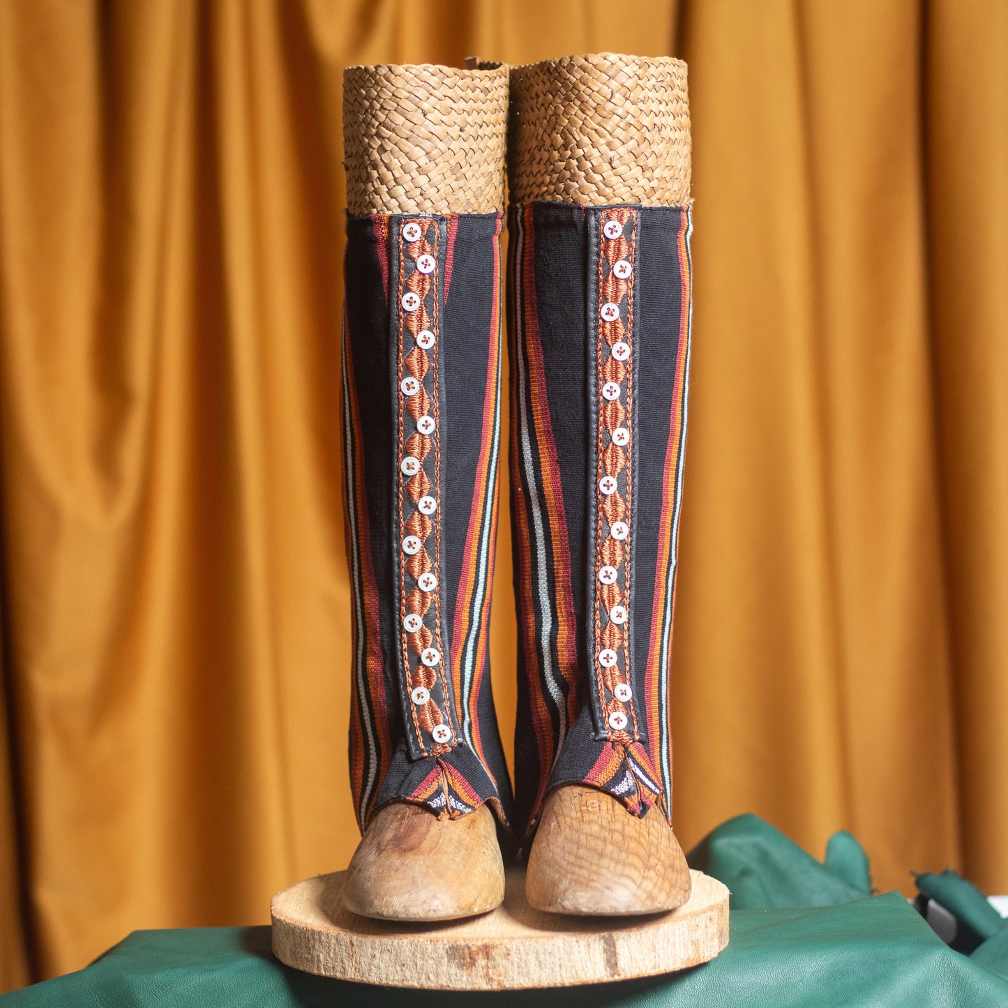 Amazigh Leather & Fabric Leg Warmers